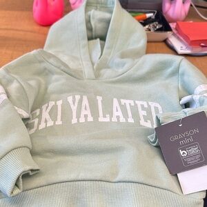 Grayson Mini Kids' Hoodie in Mint Green - 'Ski Ya Later'
